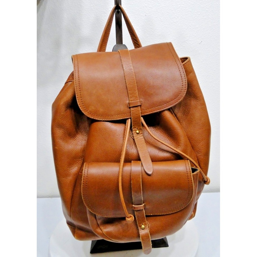 Madewell Brown Leather 'The Transport Rucksack' Backpack in "English Saddle"